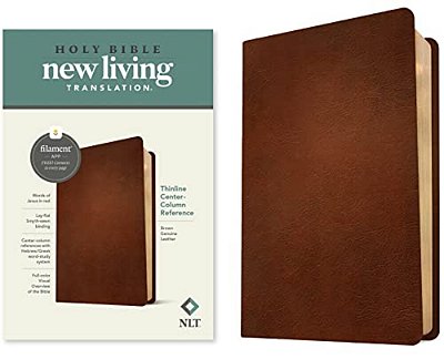 Nlt Thinline Center-Column Reference Bible, Filament Enabled (Genuine Leather, Brown, Red Letter)-..
