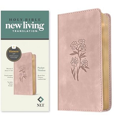 Nlt Pocket Thinline Bible, Filament Enabled (Leatherlike, Blush Pink Flowers, Red Letter)-..