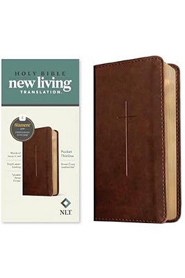 Nlt Pocket Thinline Bible, Filament Enabled (Leatherlike, Brown Cross, Red Letter)-..