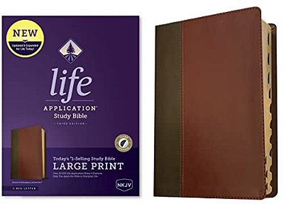 Nkjv Life Application Study Bible, Third Edition, Large Print (Leatherlike, Brown/Mahogany, Indexed, Red Letter)-..