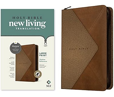 Nlt Large Print Thinline Reference Zipper Bible, Filament Enabled (Leatherlike, Messenger Stone & Camel, Indexed, Red Letter)-..