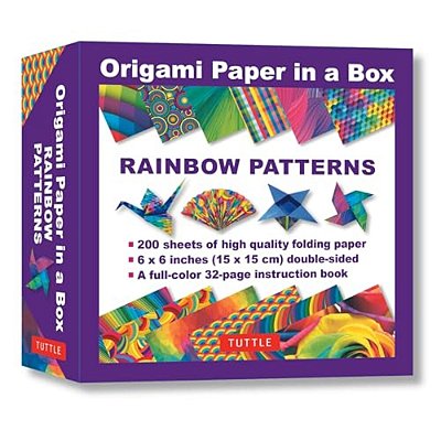Origami Paper In A Box - Rainbow Patterns: 200 Sheets Of Tuttle Origami Paper: 6X6 Inch Origami Paper Printed With 12 Different Patterns: 32-Page Inst-..