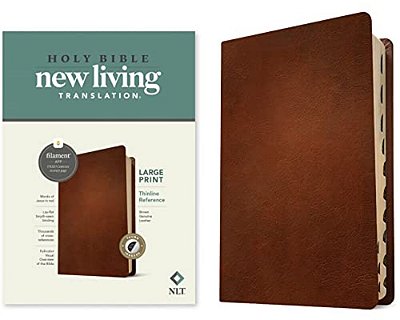 Nlt Large Print Thinline Reference Bible, Filament Enabled (Genuine Leather, Brown, Indexed, Red Letter)-..