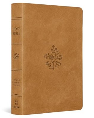 Esv Large Print Compact Bible, Red Letter (Trutone, Nubuck Caramel, Wildflower Design)-..
