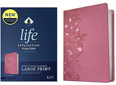 Kjv Life Application Study Bible, Third Edition, Large Print (Leatherlike, Peony Pink, Red Letter)-..