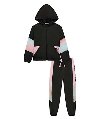 Conjunto Jaqueta e Jogger Degradê Colorido e Preto