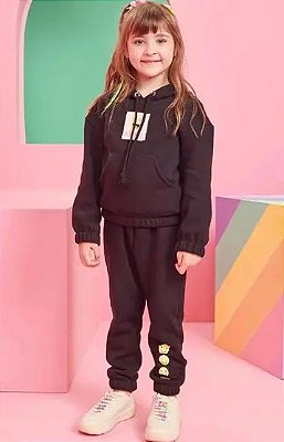 Conjunto Infantil Kukie inverno com Blusão manga longa em moletom flanelado
