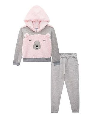 Conjunto Menina Infantil Kukiê - Blusão em Pelo Carneirinho e Moletom