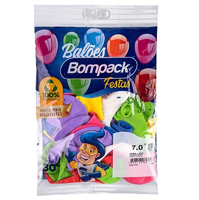 Balão Liso Cores Sortidas Bompack Número 7 Pacote 30un