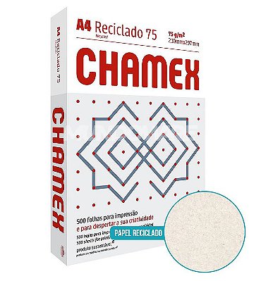 Papel Chamex A4 Reciclado Eco 210X297mm 500 folhas 75g/m²