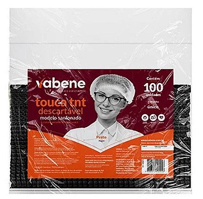 Touca TNT Sanfonada Preta 100un Vabene