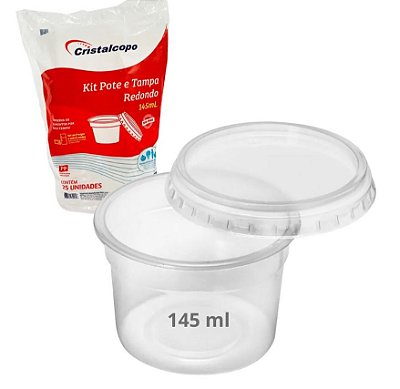 Kit Pote Redondo com Tampa 145ml Cristalcopo PP Pacote 25un
