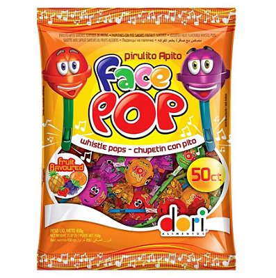 Pirulito Facepop Apito Dori 450g