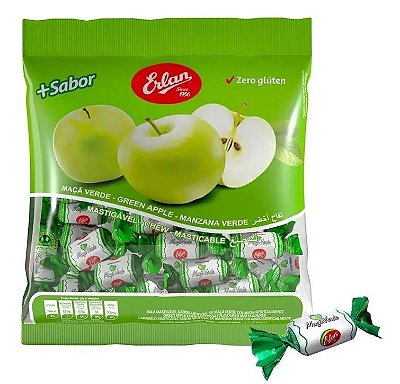 Bala Mastigável Maçã Verde Erlan 400g