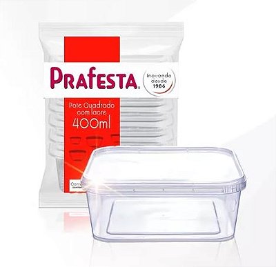 Pote c/ Lacre Quadrado 400ml Prafesta 10un