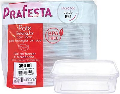 Pote c/ Lacre Retangular 350ml Prafesta 10un