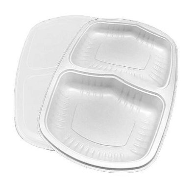 Pote Oval 2 Divisórias 800ml c/ tampa Prafesta