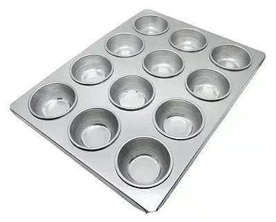 Bandeja Cupcake Grande Padrão 12 cavidades Alumínio Roldan