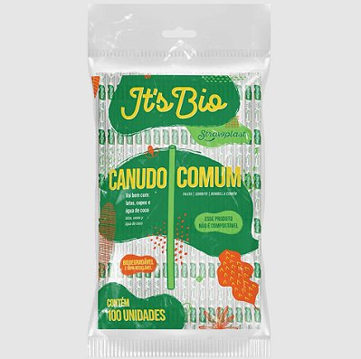 Canudo Comum Biodegradável Strawplast Pacote 100un