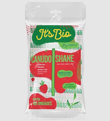 Canudo Shake Biodegradável Strawplast Pacote 100un
