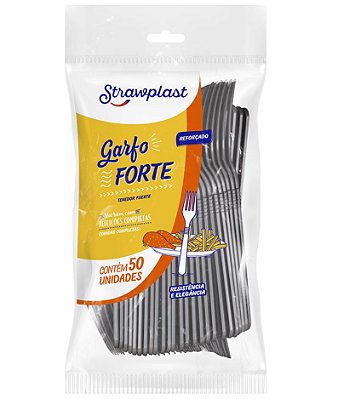 Garfo Forte Prata Strawplast Pacote 50un