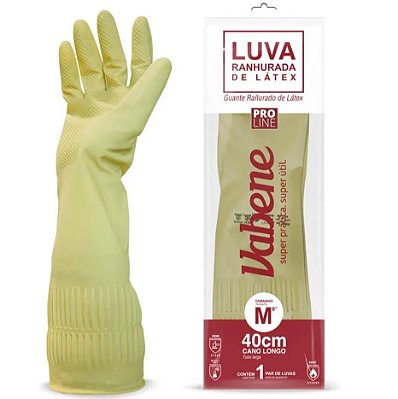 Luva Ranhurada Látex Flexível Cano Longo Vabene Tamanho M