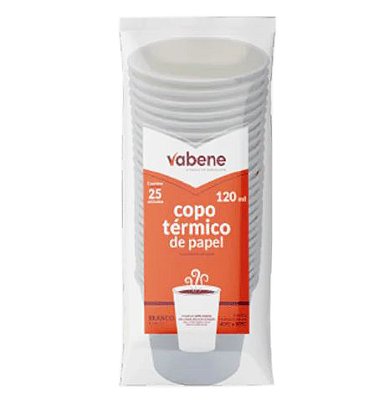 Copo de Papel 120ml Branco c/25 Vabene