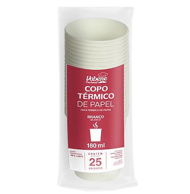 Copo de Papel 180ml Branco c/25 Vabene