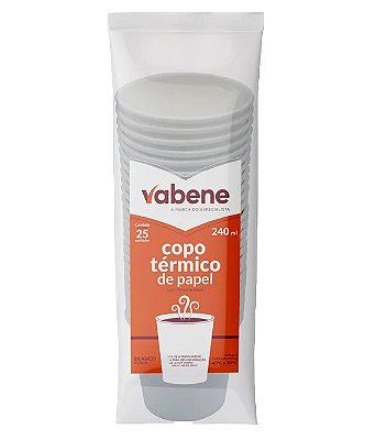 Copo de Papel 240ml Branco c/25 Vabene