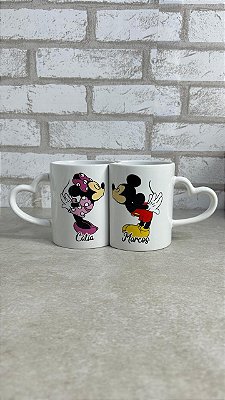 Caneca Dupla Coração Minnie e Mickey