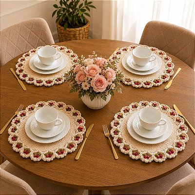 Sousplast em Crochê Floral para Mesa