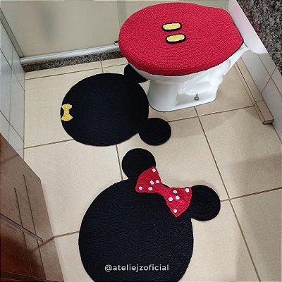 Jogo de Banheiro em Crochê 3 Peças - Coleção Disney