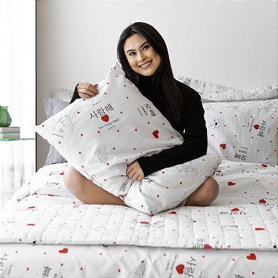 Cobre Leito Estampado Queen 3 Peças Dorameira