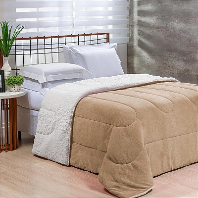 Coberdrom Queen Fleece Com Sherpa Noruega Bege