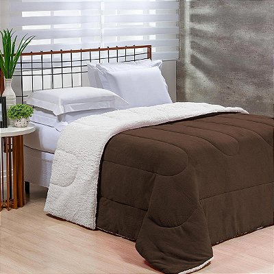 Coberdrom Queen Fleece Com Sherpa Noruega Marrom