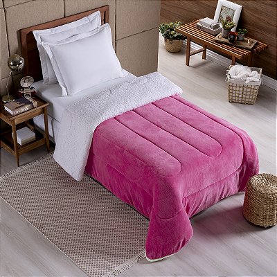 Coberdrom SOLTEIRO Fleece Com Sherpa Noruega Pink