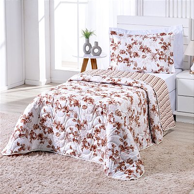 Cobre Leito 2 Peças SOLTEIRO Percal 200 Fios Colori Folhas Secas