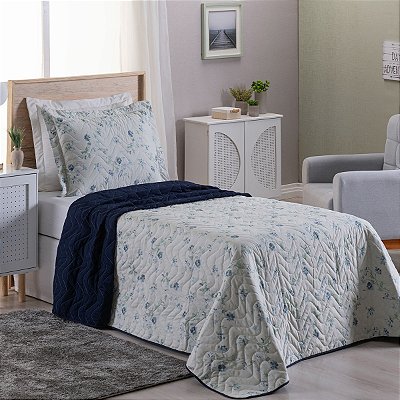 Cobre Leito 2 Peças SOLTEIRO Percal 200 Fios Colori Marie Azul