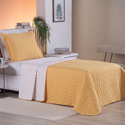 Cobre Leito 2 Peças SOLTEIRO Percal 200 Fios Cristal Cristal Amarelo