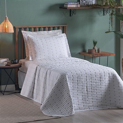 Cobre Leito 2 Peças SOLTEIRO Percal 200 Fios Decor Decor Branco