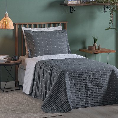 Cobre Leito 2 Peças SOLTEIRO Percal 200 Fios Decor Decor Grafite