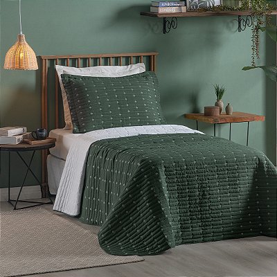 Cobre Leito 2 Peças SOLTEIRO Percal 200 Fios Decor Decor Verde