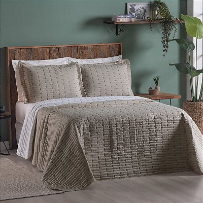 Cobre Leito 3 Peças CASAL Percal 200 Fios Decor Decor Avelã