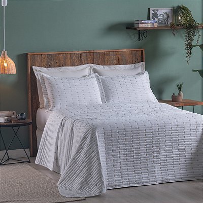 Cobre Leito 3 Peças CASAL Percal 200 Fios Decor Decor Branco