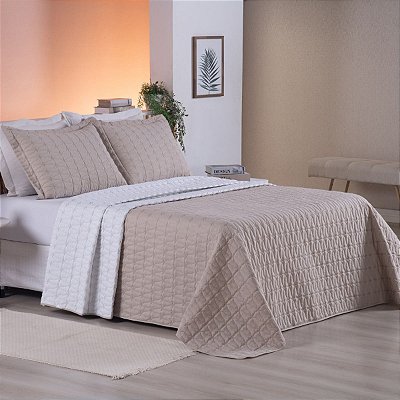 Cobre Leito 3 Peças KING Percal 200 Fios Cristal Cristal Avelã