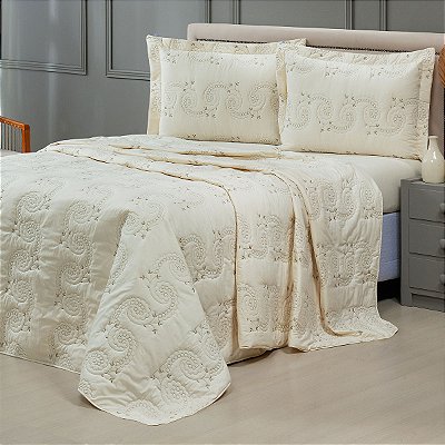 Cobre Leito 3 Peças QUEEN Percal 200 Fios Mistral Mistral Palha