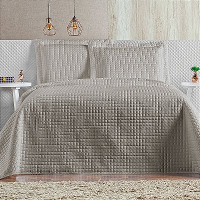Cobre Leito 3 Peças QUEEN Percal 200 Fios Plata Plata Bege