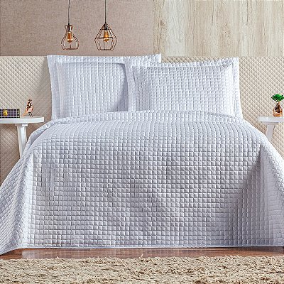 Cobre Leito 3 Peças QUEEN Percal 200 Fios Plata Plata Branco