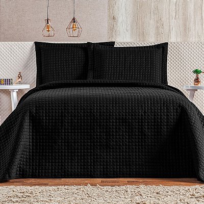 Cobre Leito 3 Peças QUEEN Percal 200 Fios Plata Plata Preto