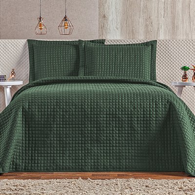 Cobre Leito 3 Peças QUEEN Percal 200 Fios Plata Verde Militar